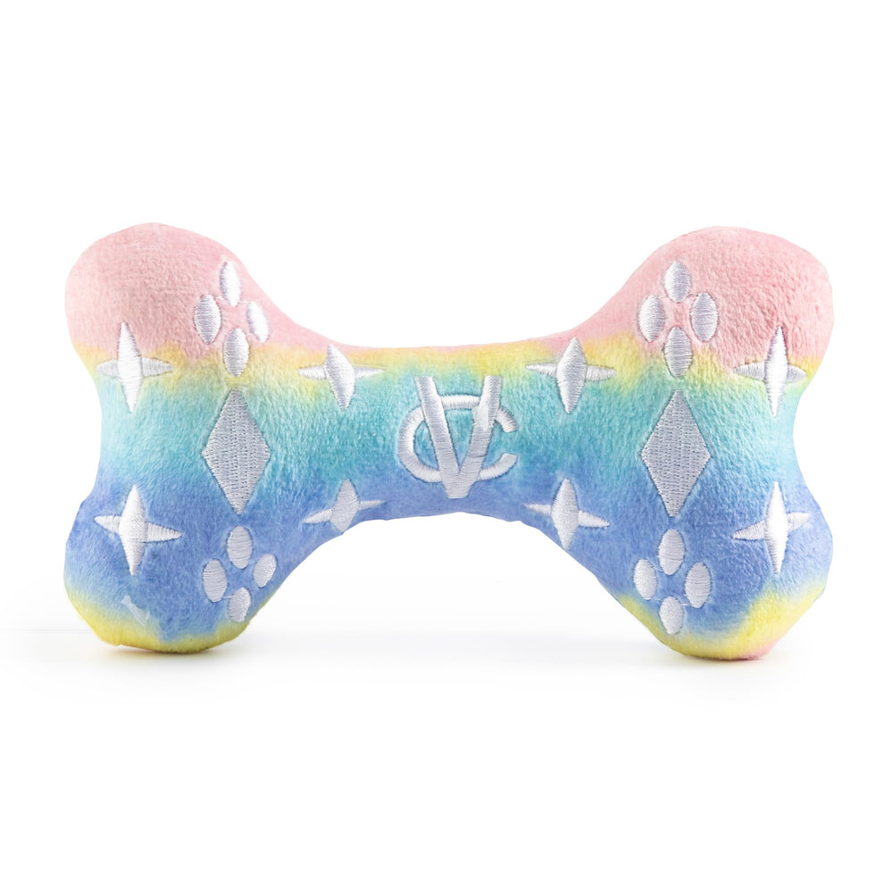 Haute Diggity Dog Pink Ombre Chewy Vuiton Bone side profile ideal for fashion-forward dog toys.