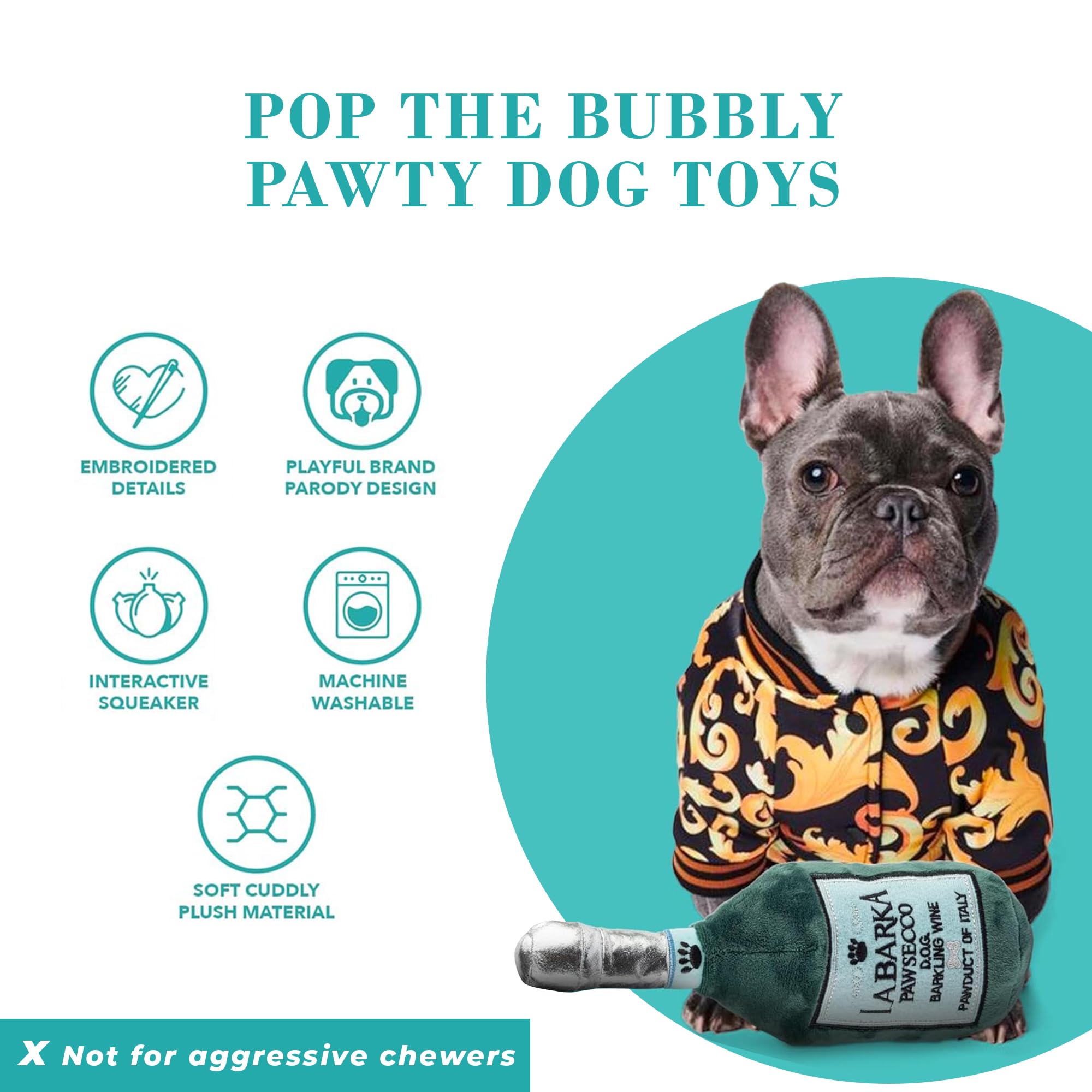 Haute Diggity Dog Pop The Bubbly Pawty Champagne Dog Perignonn large for big dogs' tug.