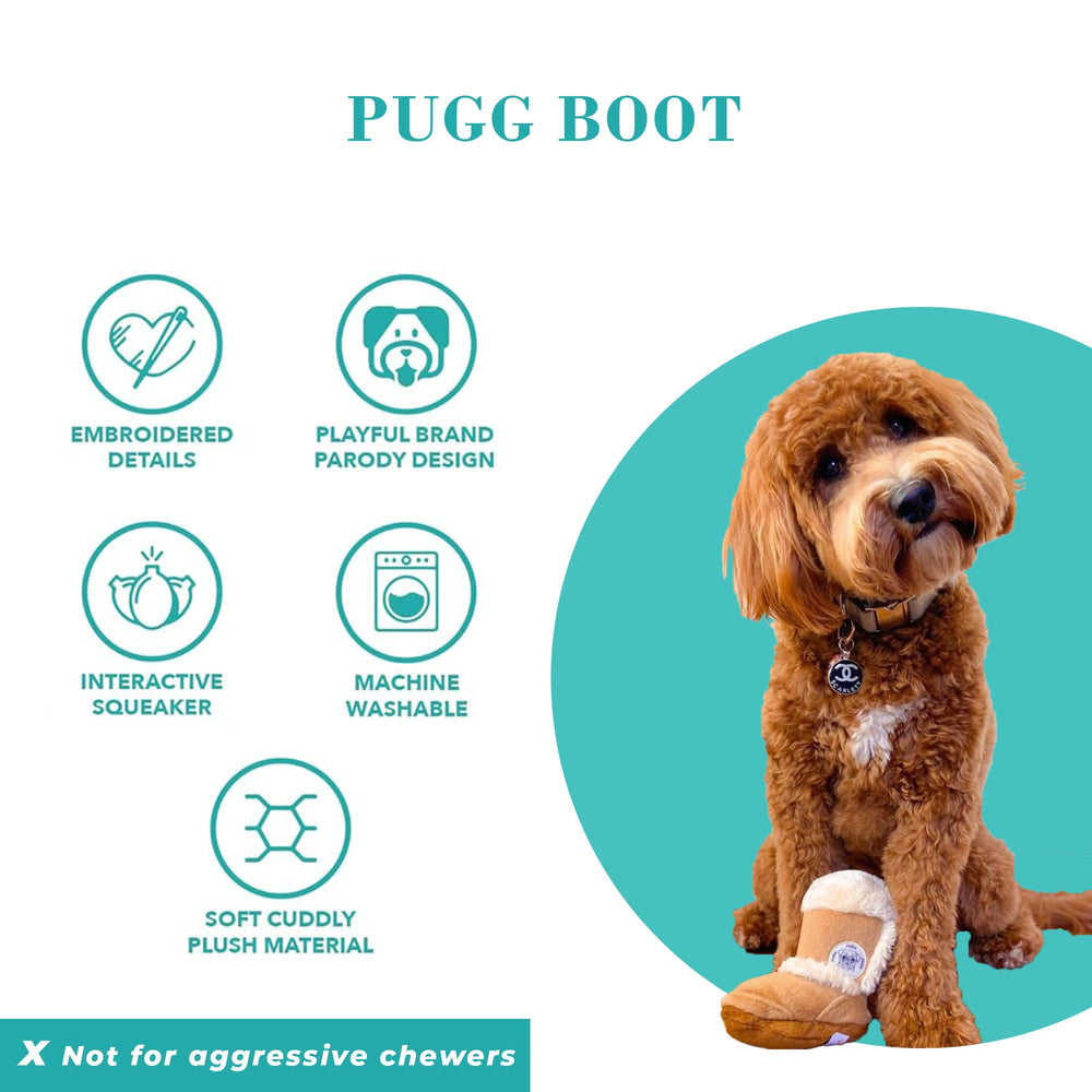 Pugg Boot is a versatile toy for fetch, tug, and naps.