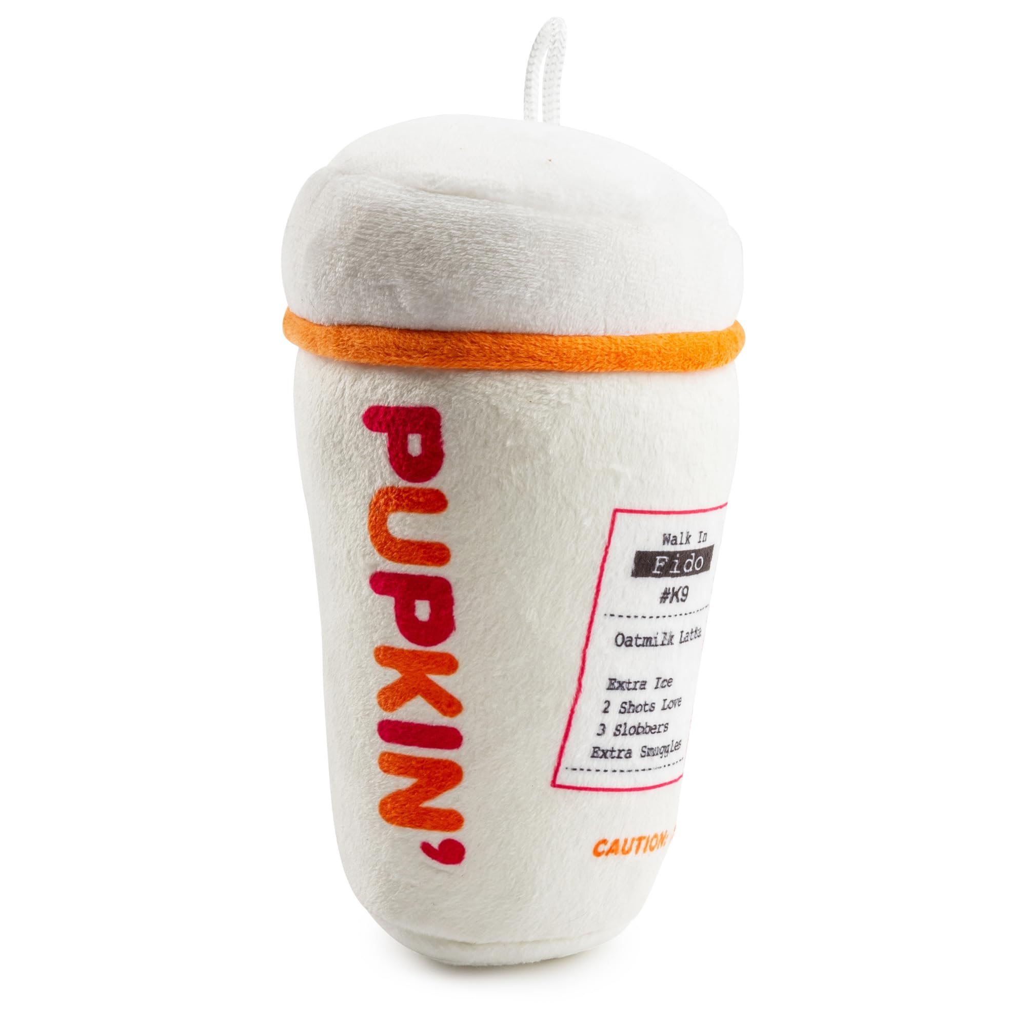Haute Diggity Dog Pupkin Donuts cup plush with embroidered details for added style.