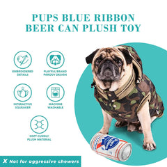 Haute Diggity Dog Pups Blue Ribbon Beer Can design details highlight color and embroidery
