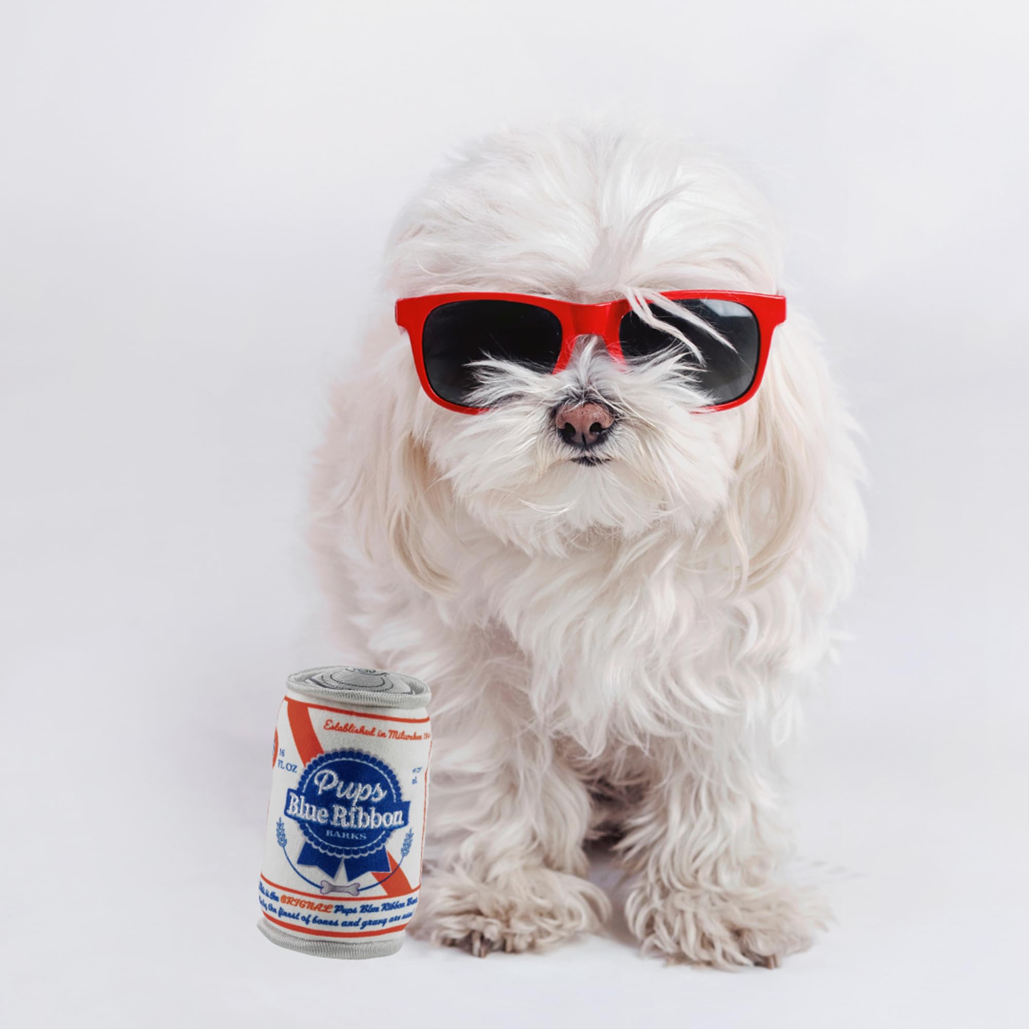Haute Diggity Dog Pups Blue Ribbon Beer Can machine-washable for easy care