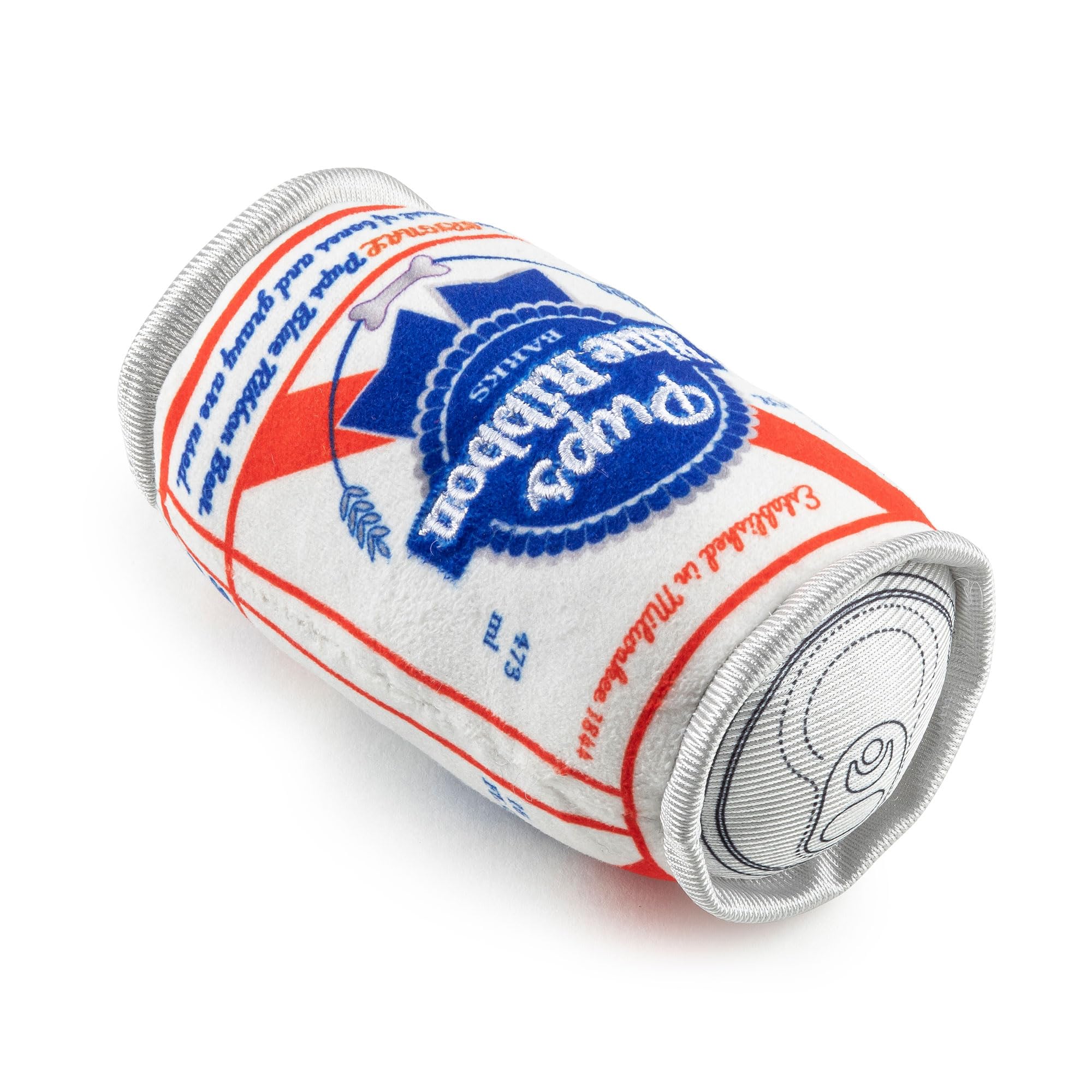 Haute Diggity Dog Pups Blue Ribbon Beer Can toy squeaker inside enhancing interactive play