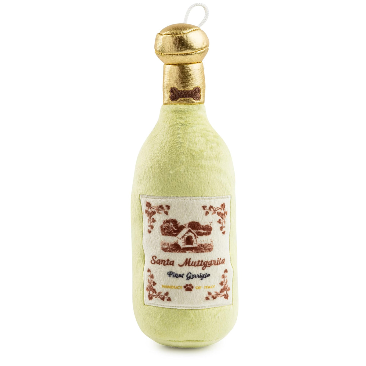 Haute Diggity Dog Santa Muttgarita with green exterior offers soft plush for cuddly play.