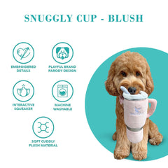 Haute Diggity Dog Snuggly Cup squeaker provides engaging interactive play
