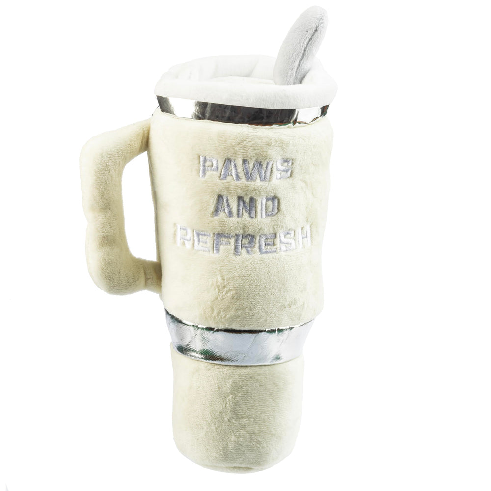 Haute Diggity Dog Snuggly Cup back view highlights embroidered details for stylish plush design.