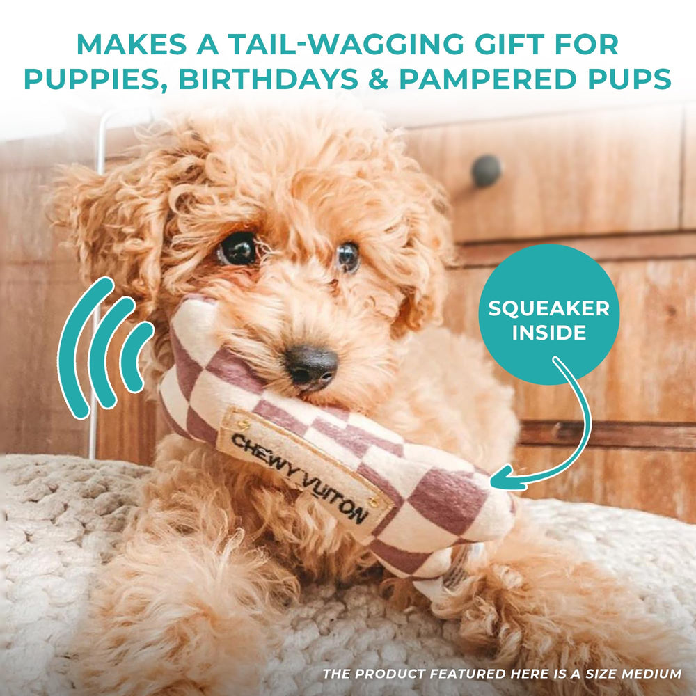 Haute Diggity Dog toy with squeaker encourages interactive fetch sessions.