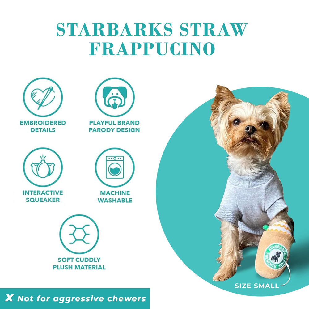 Haute Diggity Dog Starbarks Frappawcino embroidered detail emphasizes Starbarks branding.