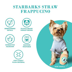 Embroidered Starbarks detail on Frappawcino toy adds stylish charm during play