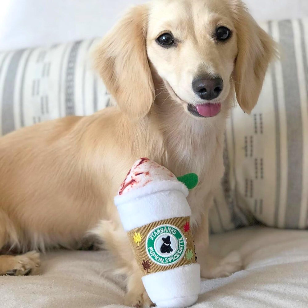 Starbarks Pupkin Spice Latte toy is machine-washable for easy cleaning