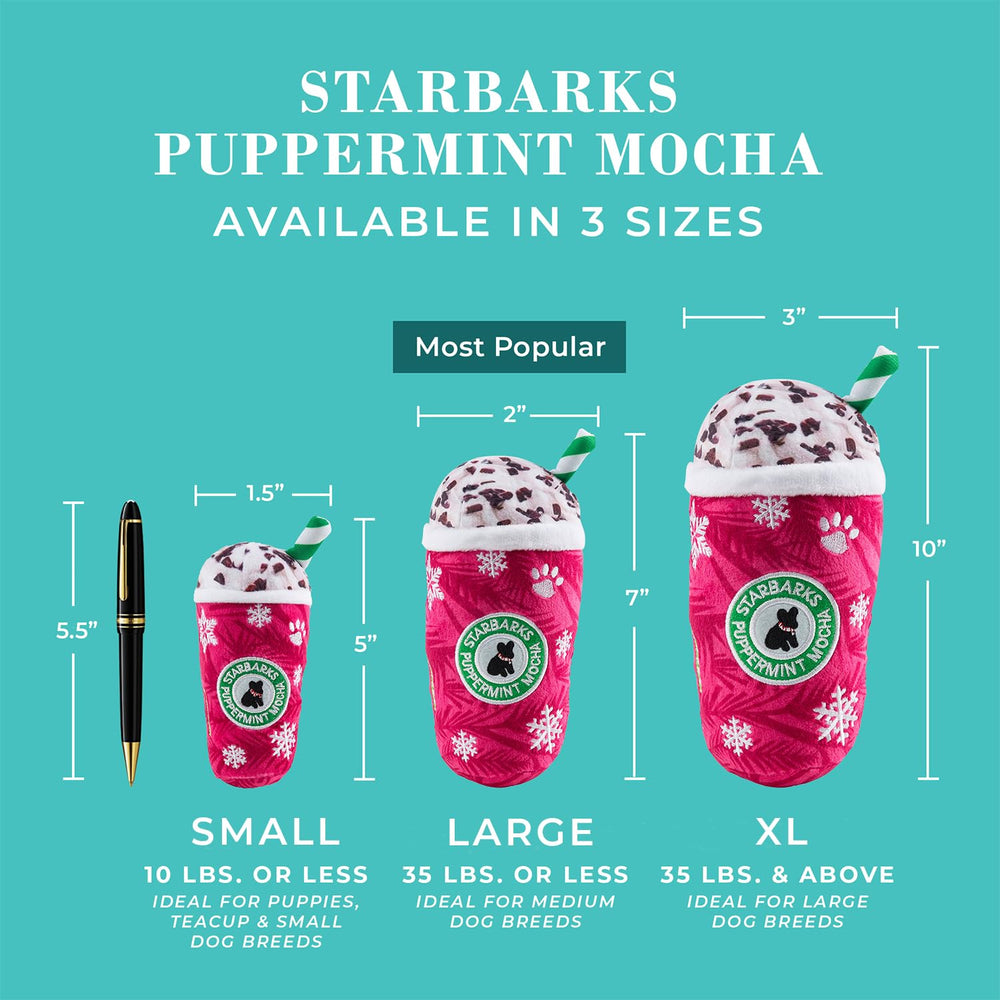 Haute Diggity Dog Starbarks Puppermint Mocha red-white plush exterior sparks festive cheer