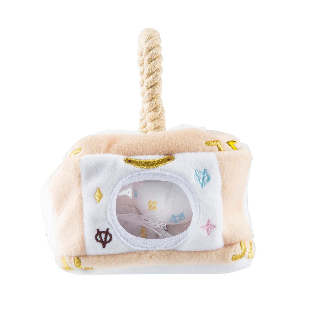 Haute Diggity Dog White Chewy Vuiton ball offers portable fetch-friendly fun.