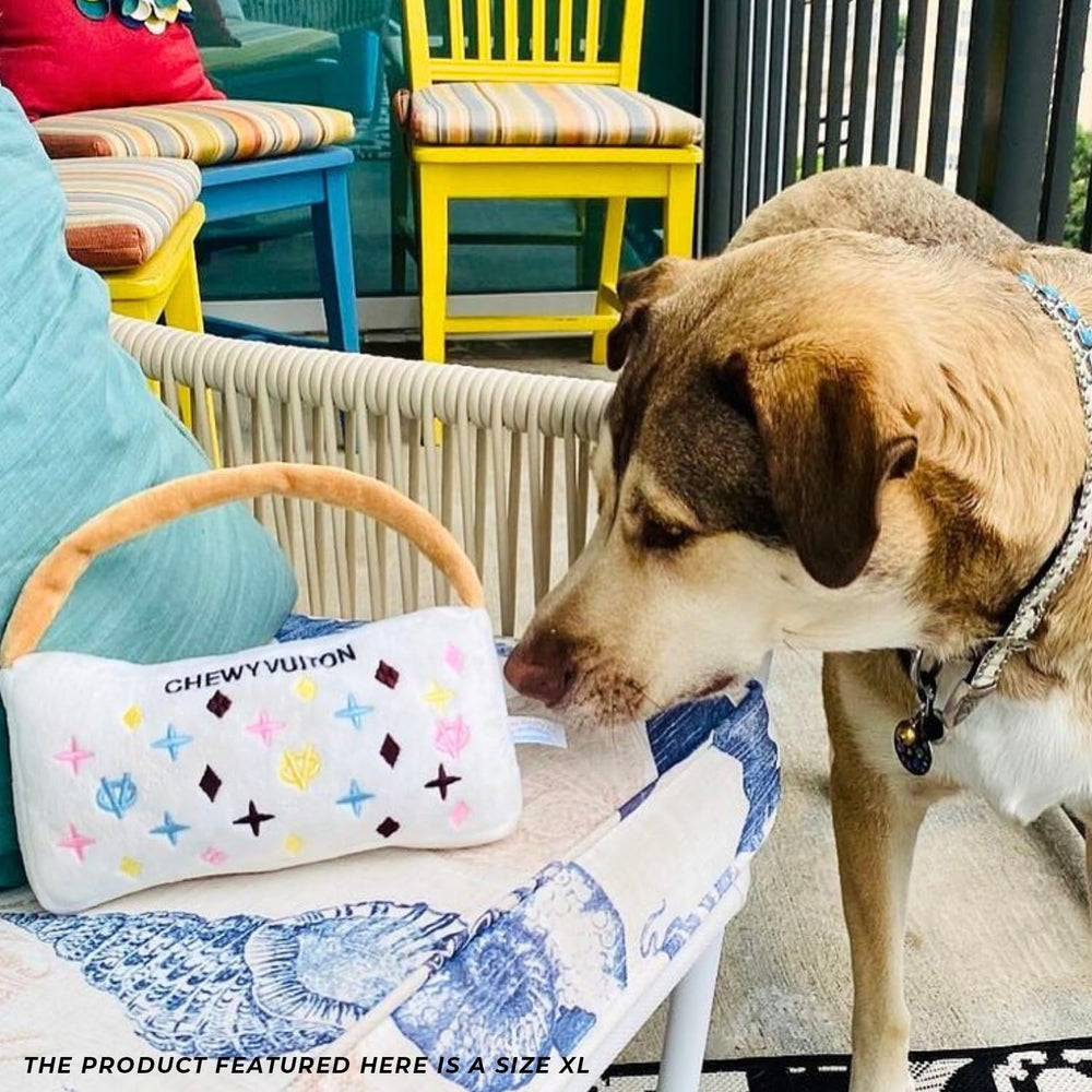 Haute Diggity Dog White Chewy Vuiton Handbag machine-washable care instructions for easy cleaning.