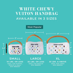 Haute Diggity Dog White Chewy Vuiton Handbag closeup embroidery shows premium detail and charm