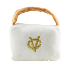 Haute Diggity Dog White Chewy Vuiton Handbag side profile ideal for visual appeal during play