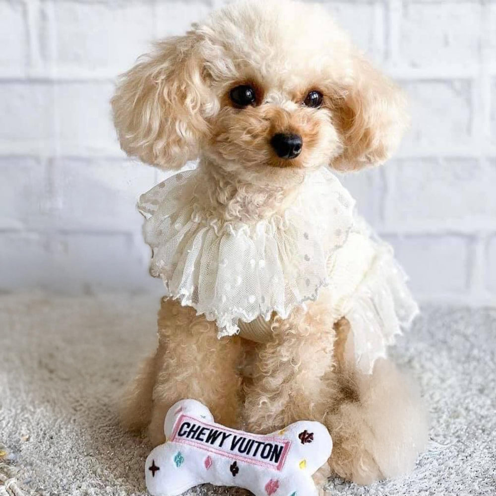 Lavable a máquina Haute Diggity Dog White Chewy Vuiton para limpieza fácil