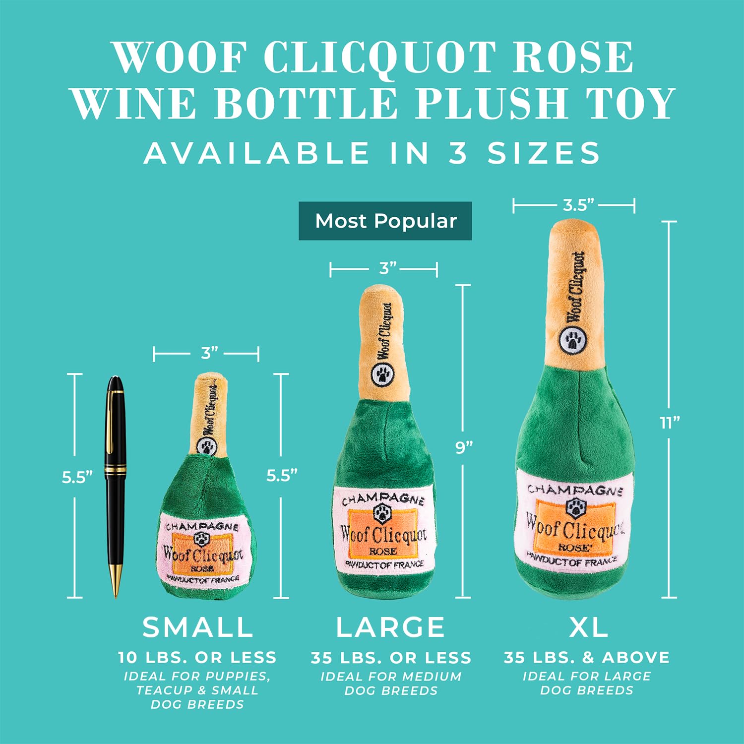 Haute Diggity Dog Woof Clicquot Rose' back embroidery detail highlighting Rose' All Day.