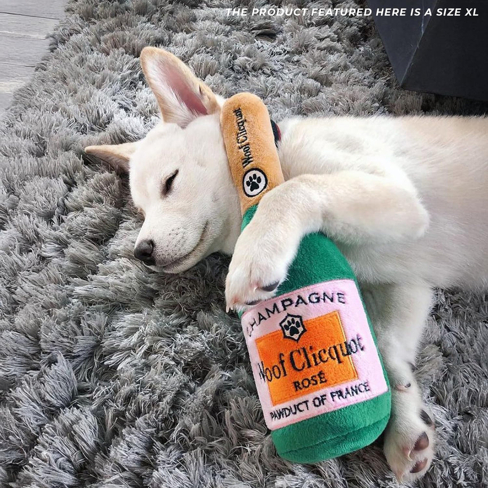 Packaging image of Haute Diggity Dog Woof Clicquot Rose, gift-ready parody design.