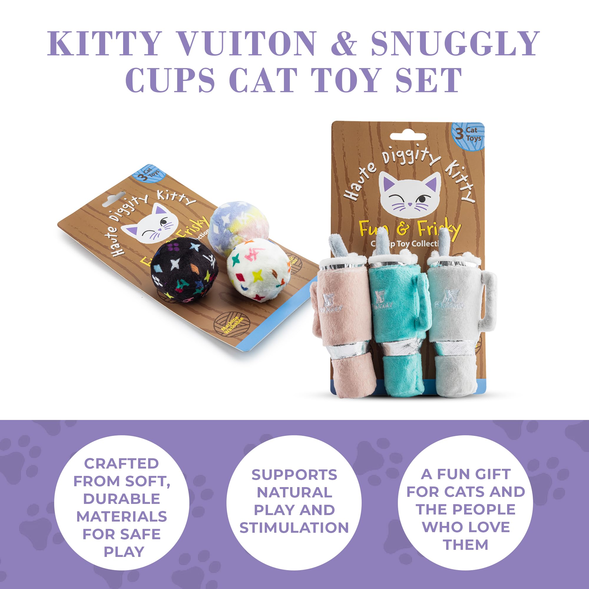 Haute Diggity Kitty closeup shows embroidered details and plush texture for premium feel.