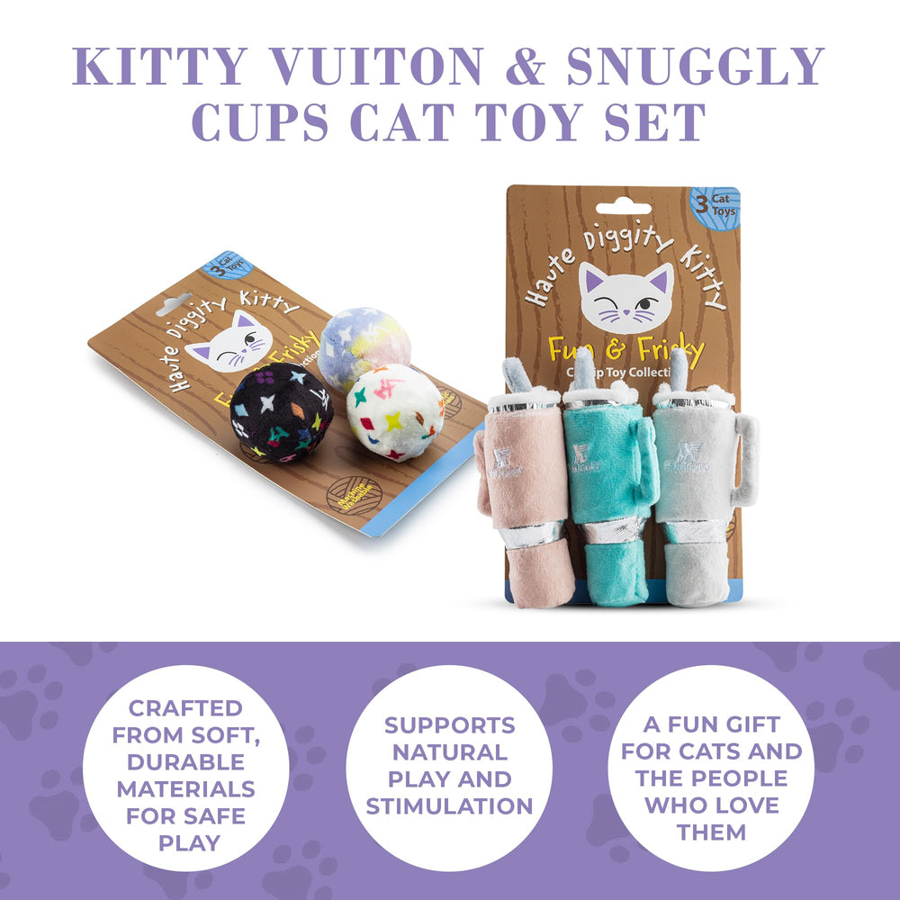 Haute Diggity Kitty closeup shows embroidered details and plush texture for premium feel.