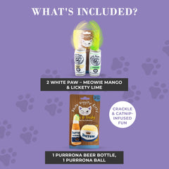Haute Diggity Kitty Purrrona Beer Bottle Ball plush ball for rolling and interactive fetch.