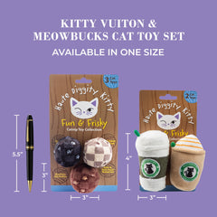 Haute Diggity Kitty Vuiton Checker Ball cream pattern encourages chasing and gentle exercise.