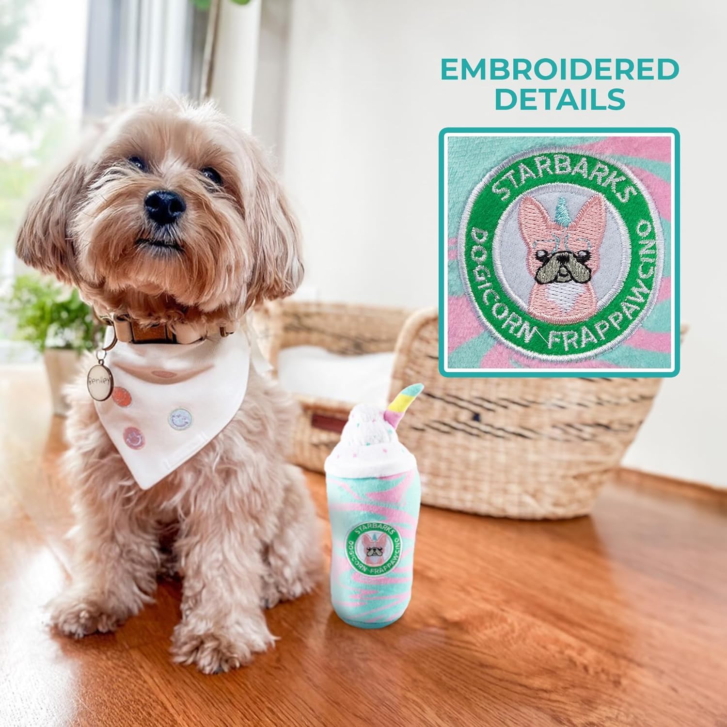 Haute Diggity Dog Starbarks Dogicorn Frapawccino built-in squeaker inside for engagement