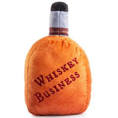 Back embroidery detail on Woofford Reserve bourbon bottle toy for stylish play.