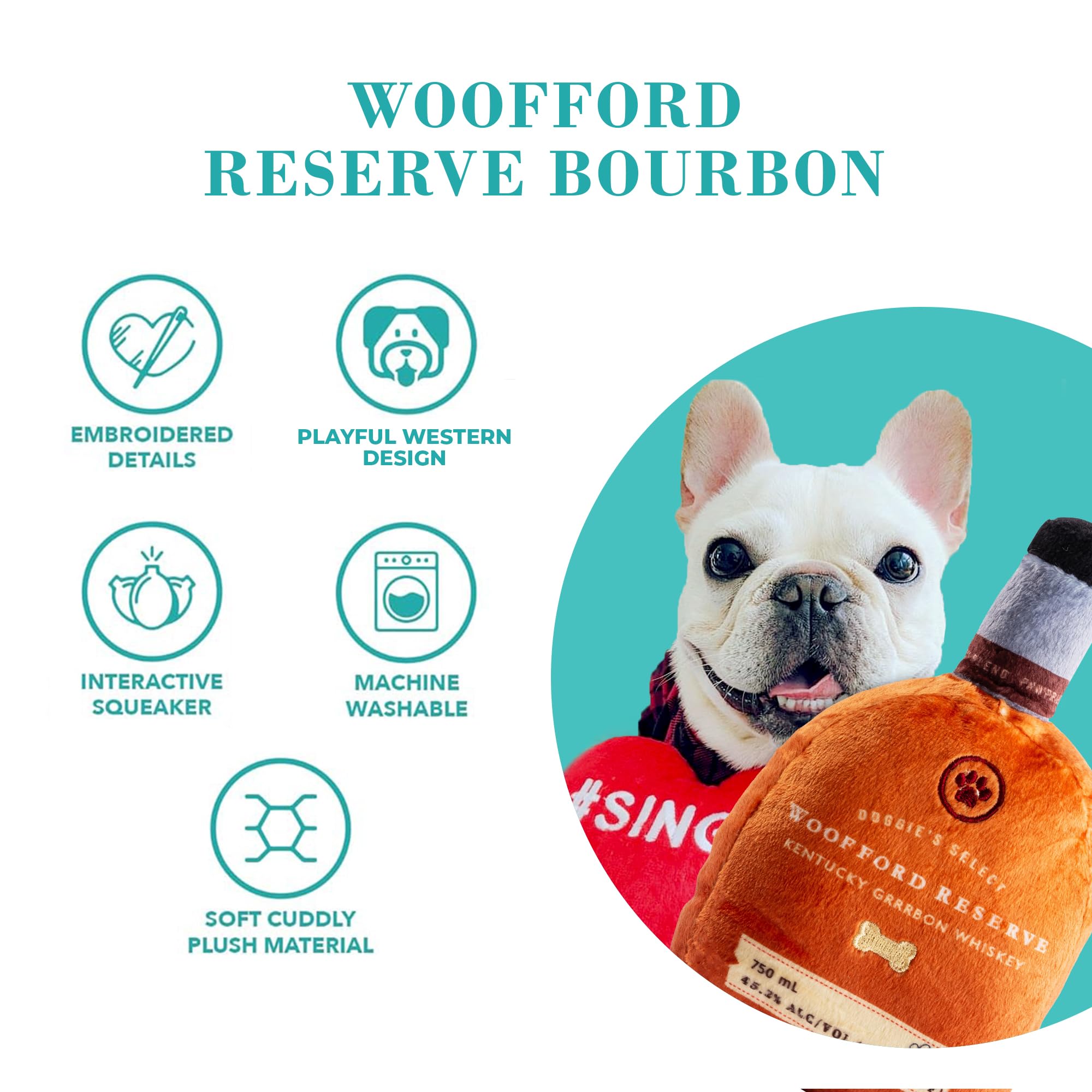 Soft, durable plush Woofford Reserve toy comfortable for cuddling and light chewers.