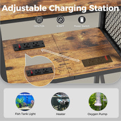 HavenlyYouth adjustable middle shelf shows flexible storage for tank supplies.