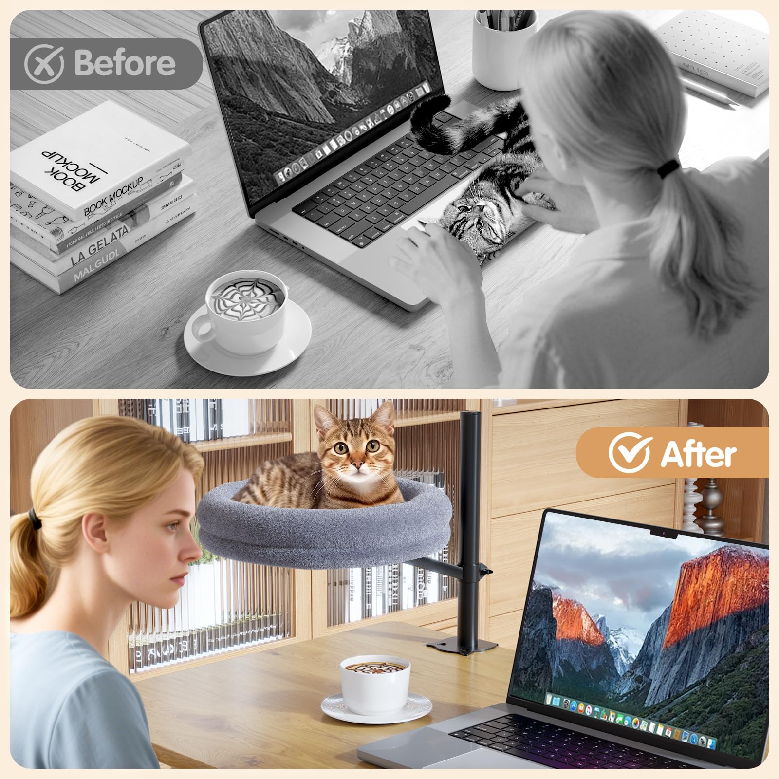 HavenlyYouth cat desk bed sturdy metal frame for lasting support during use.