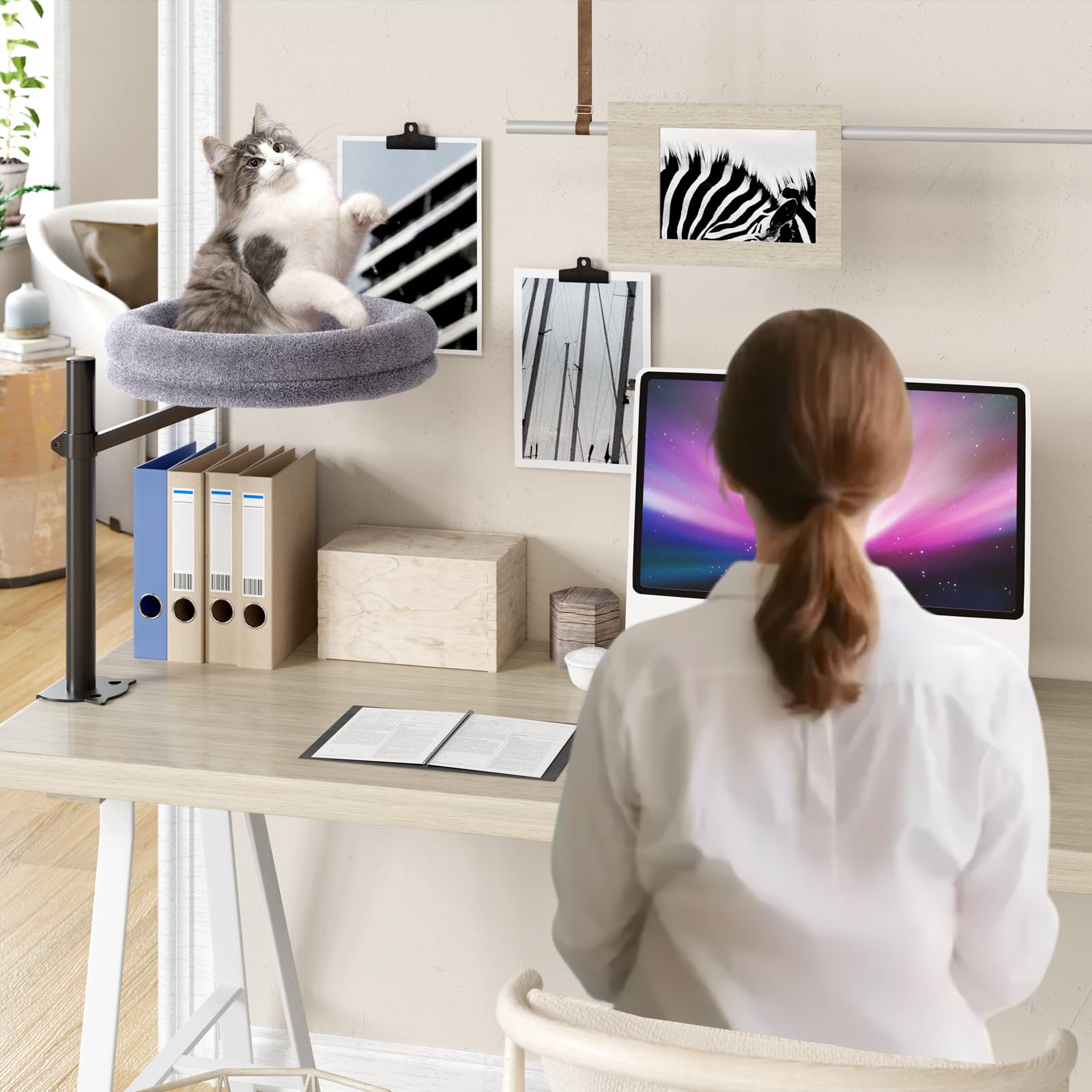 HavenlyYouth cat desk bed supports up to 50 lbs for confident cat lounging.