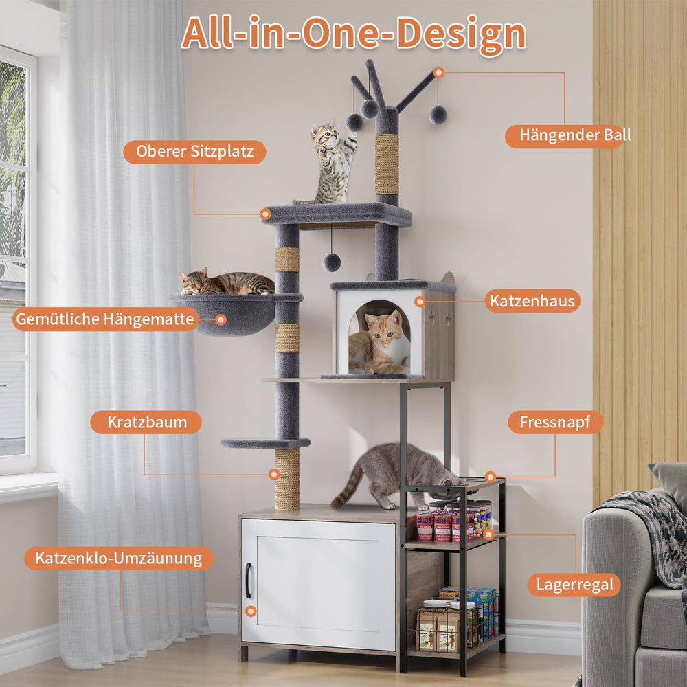 HavenlyYouth cat tree food-station bowls create convenient, undisturbed mealtimes.