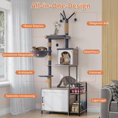 HavenlyYouth cat tree food-station bowls create convenient, undisturbed mealtimes.