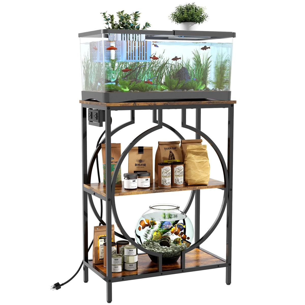 HavenlyYouth top-tier 10g aquarium stand shows sturdy construction for safe tank placement.