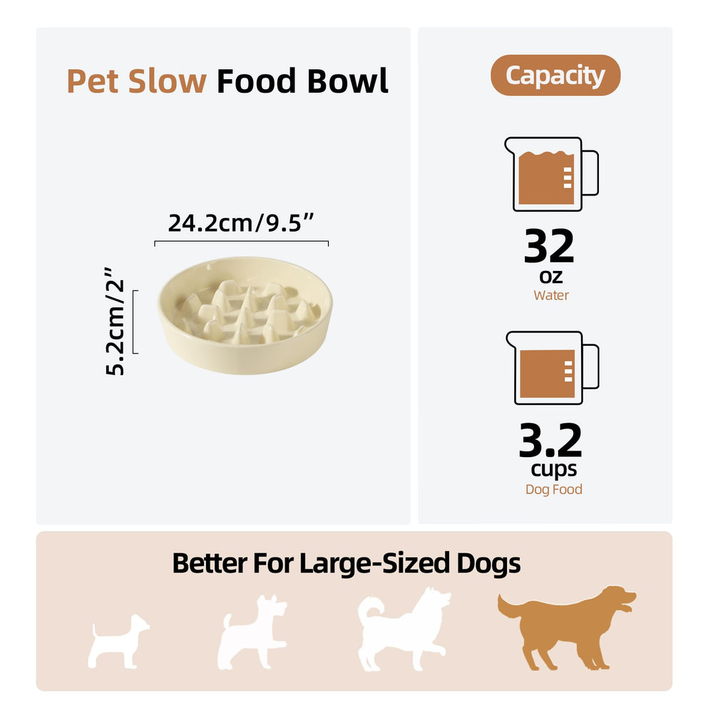 Havniva 9.5-inch beige dog bowl shows stable non-slip base for stationary feeding.