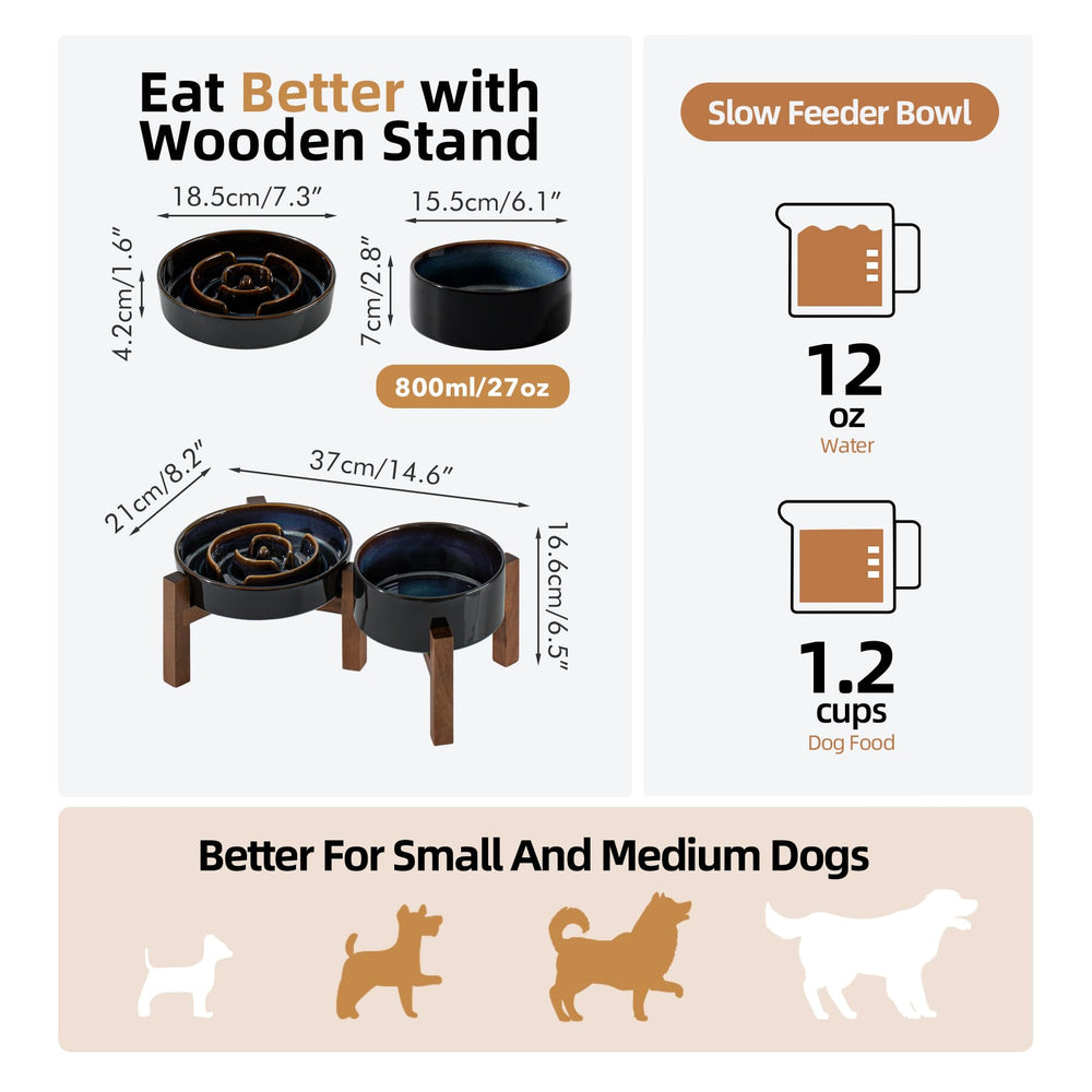 Havniva acacia wood stand elevates bowls for comfortable eating posture