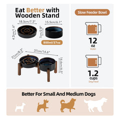 Havniva acacia wood stand elevates bowls for comfortable eating posture