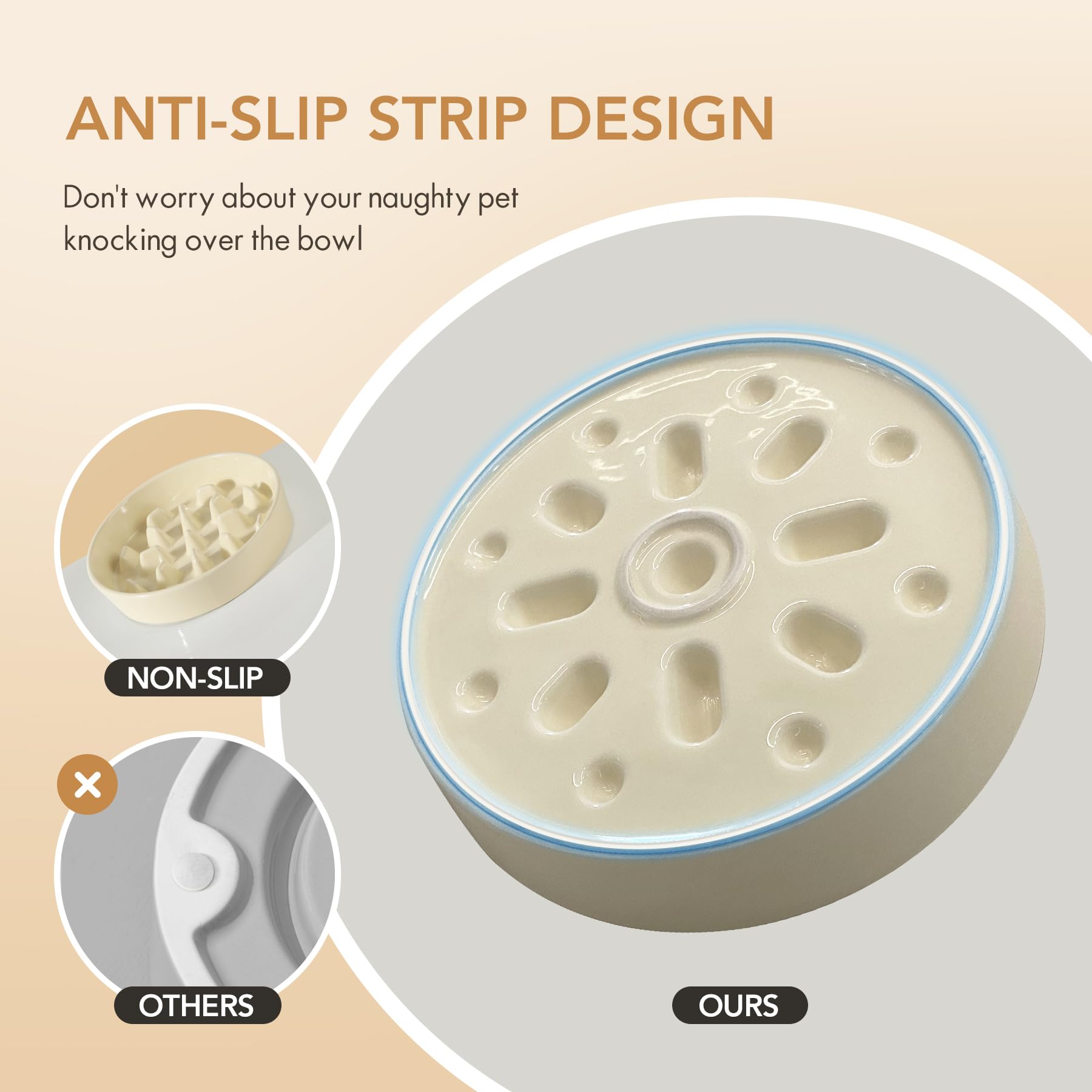 Havniva anti-slip bottom dog bowl prevents slipping during meals.