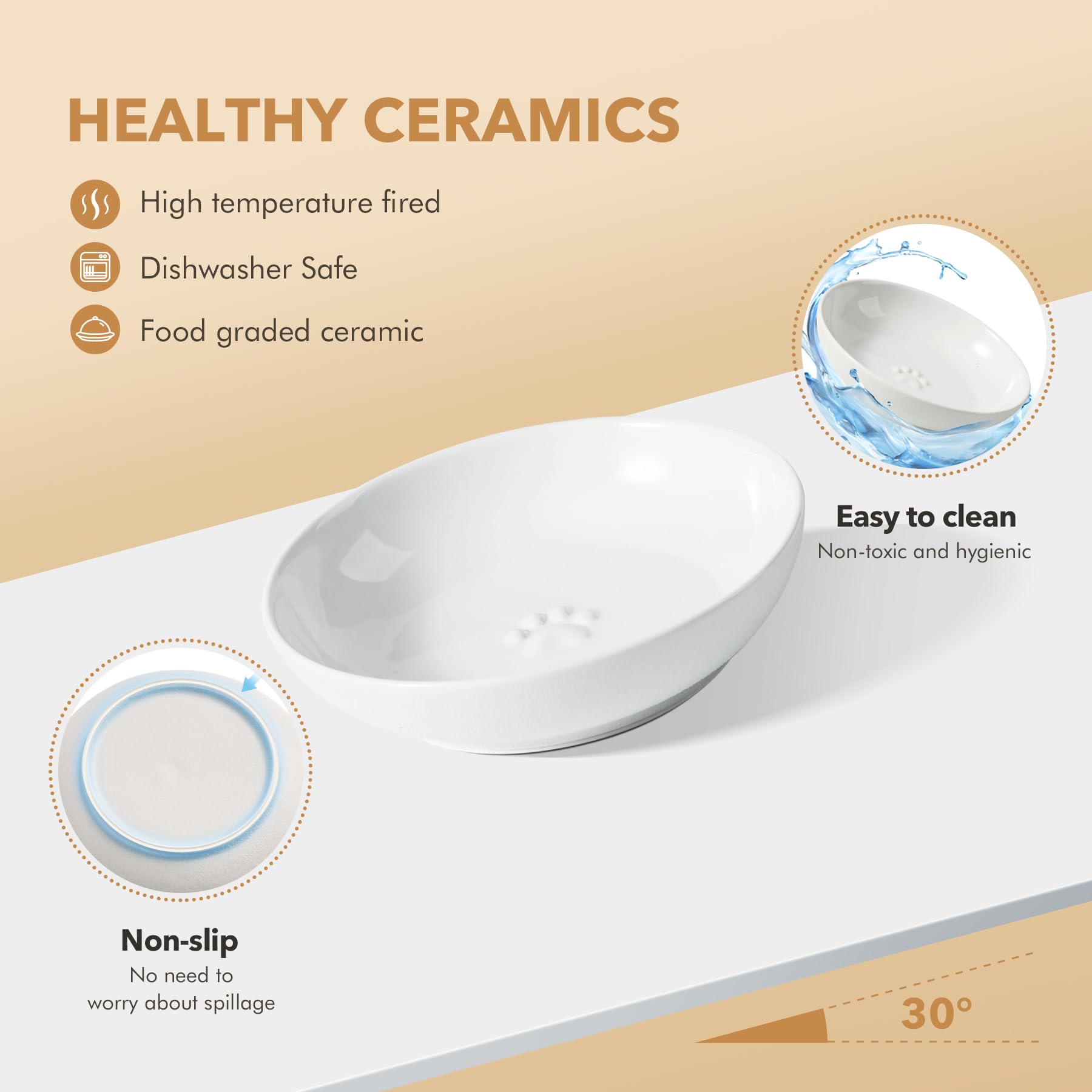 Havniva anti-slip ceramic bowl with non-slip base stays steady during meals