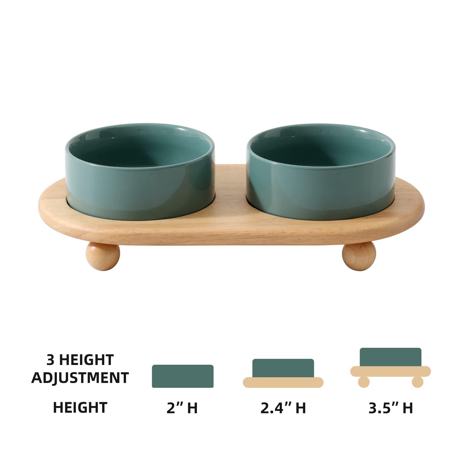 Havniva elevated cat bowl side view shows sturdy stand for stable feeding.