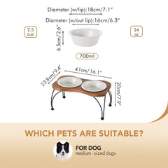 Havniva ceramic raised double-bowl center view highlights wide opening for easy filling.