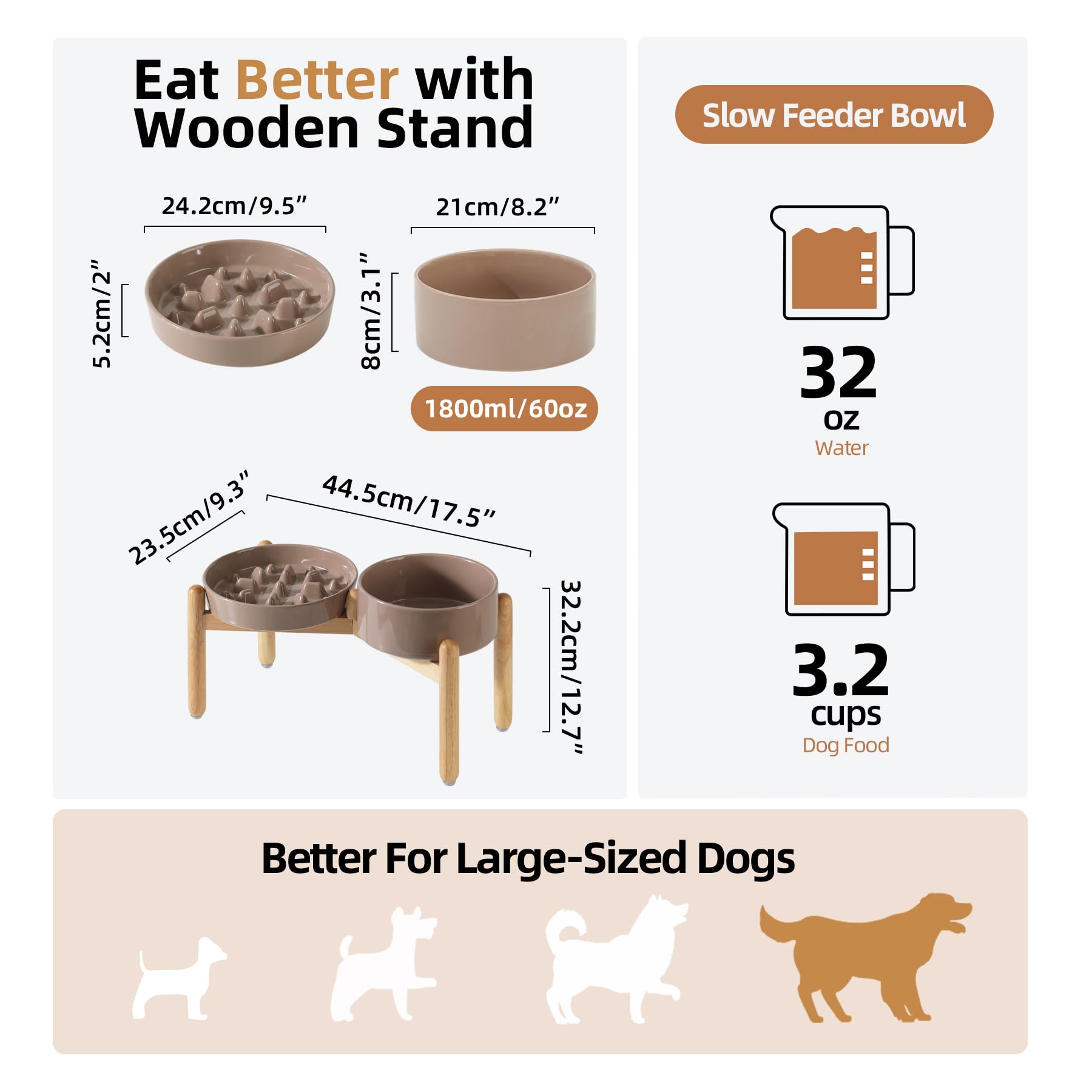 Havniva ceramic raised slow-feeder bowl with stand provides comfortable neck posture.