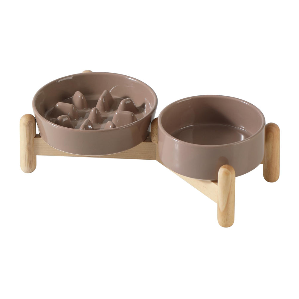 Havniva ceramic raised slow-feeder bowl with elevated design for comfortable feeding posture