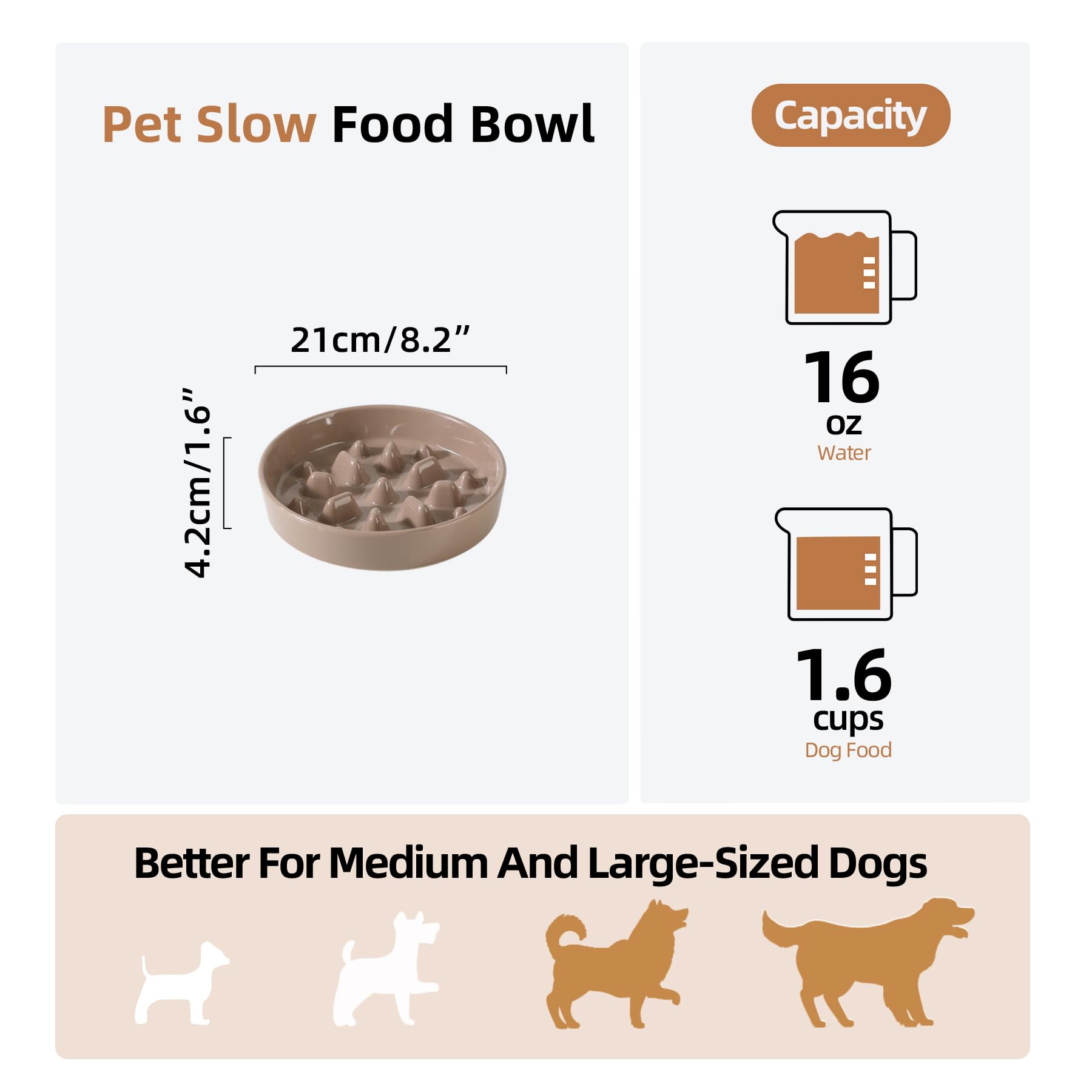 Havniva ceramic slow feeder bowl 1.6 cup side view for stable meals