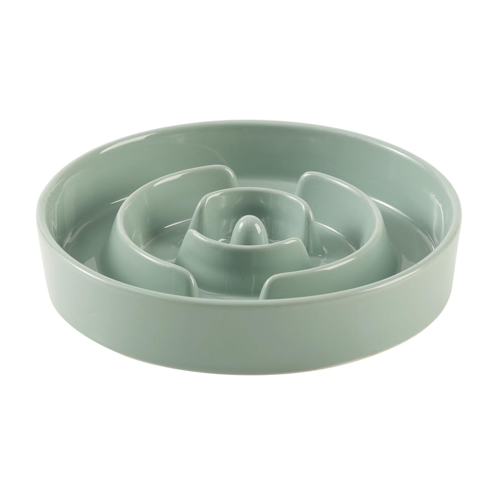 Havniva ceramic slow-feeder bowl 16-cup light green, ideal for mindful meals.