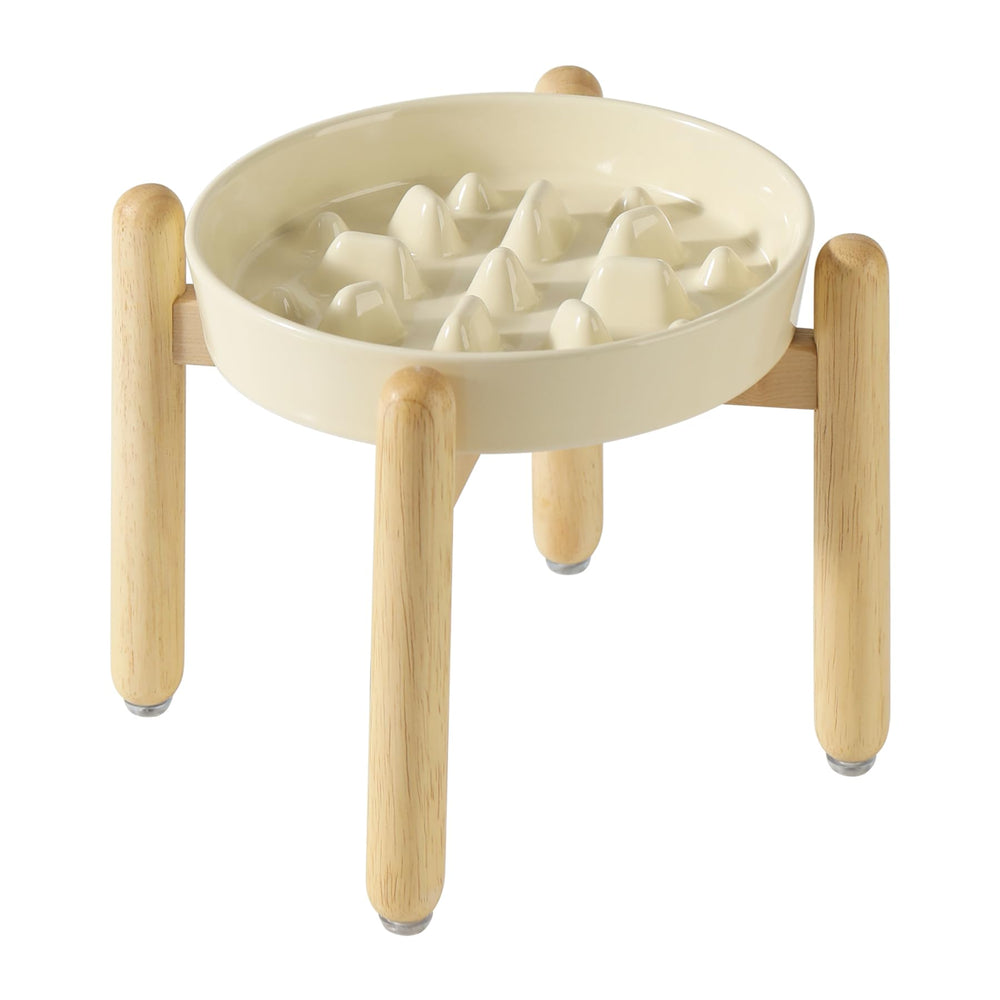 Havniva ceramic slow feeder bowl beige promotes slower eating.