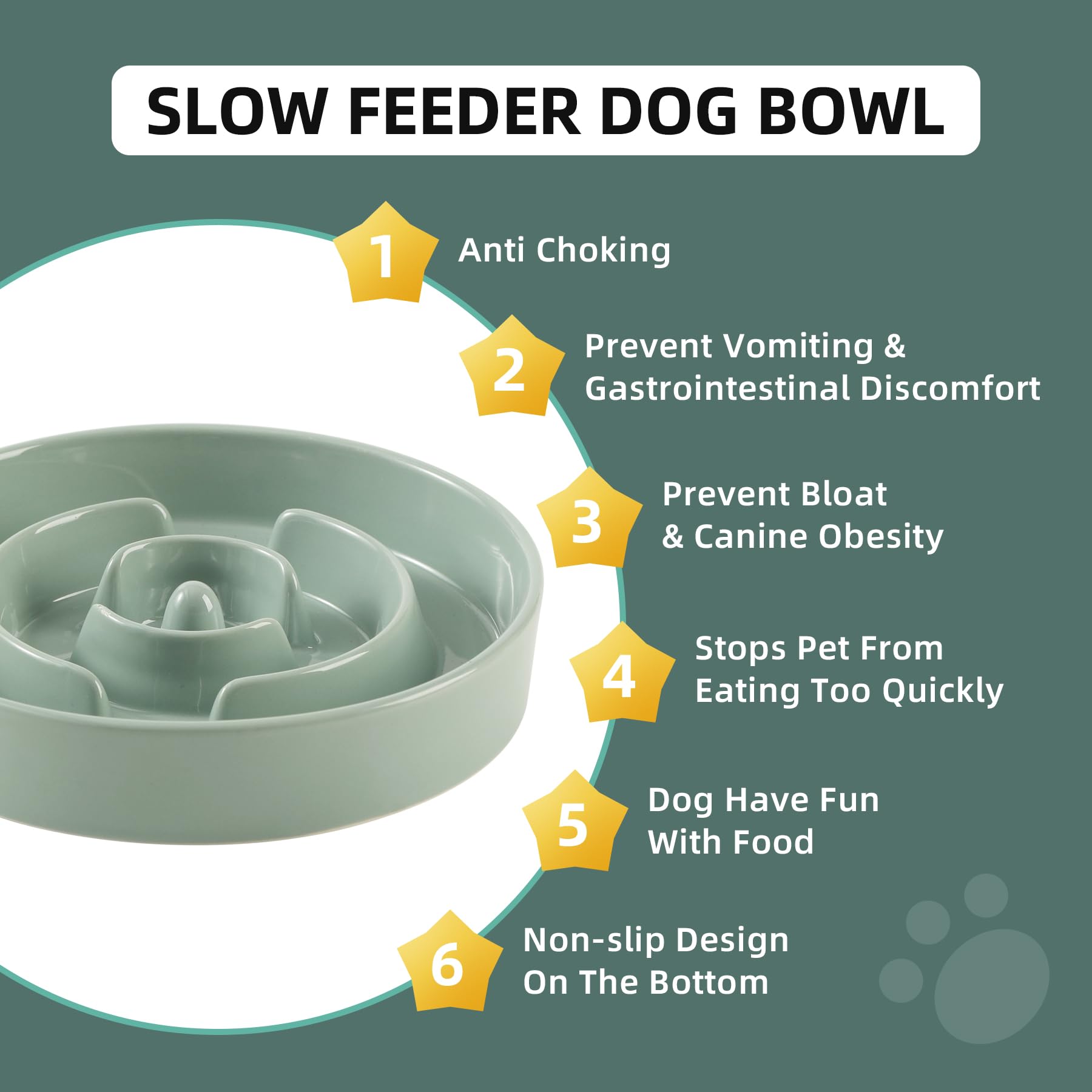 Havniva ceramic slow feeder bowl light green glaze for calm meals