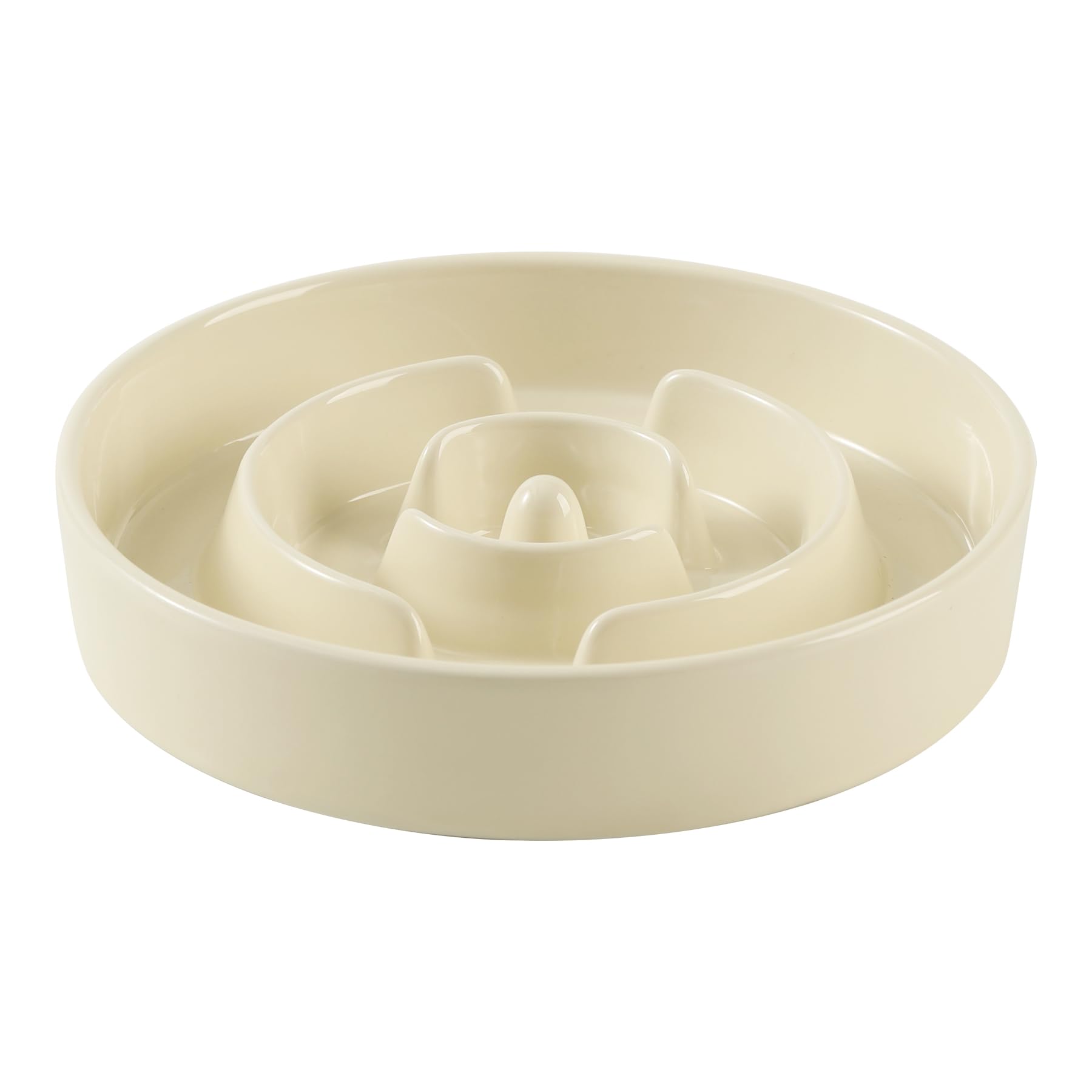 Havniva ceramic slow feeder bowl with ridges in beige promotes slower eating