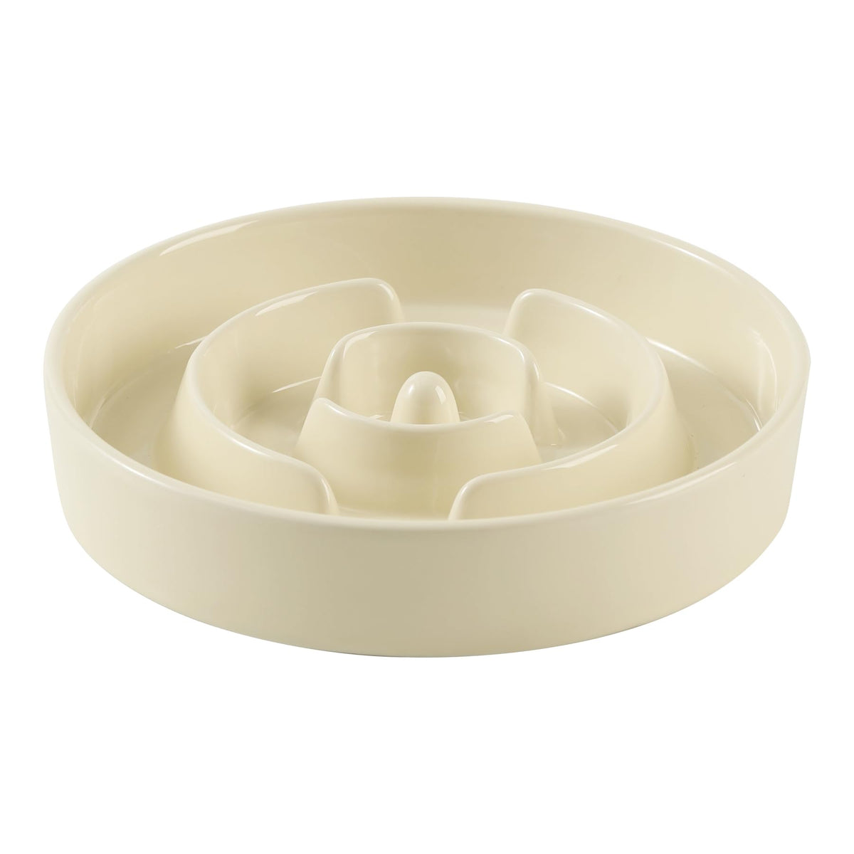 Havniva ceramic slow feeder bowl with ridges in beige promotes slower eating